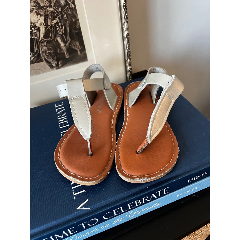Salt Water Surfer Sandals Kids Size‎ 12 Silver Leather Waterproof